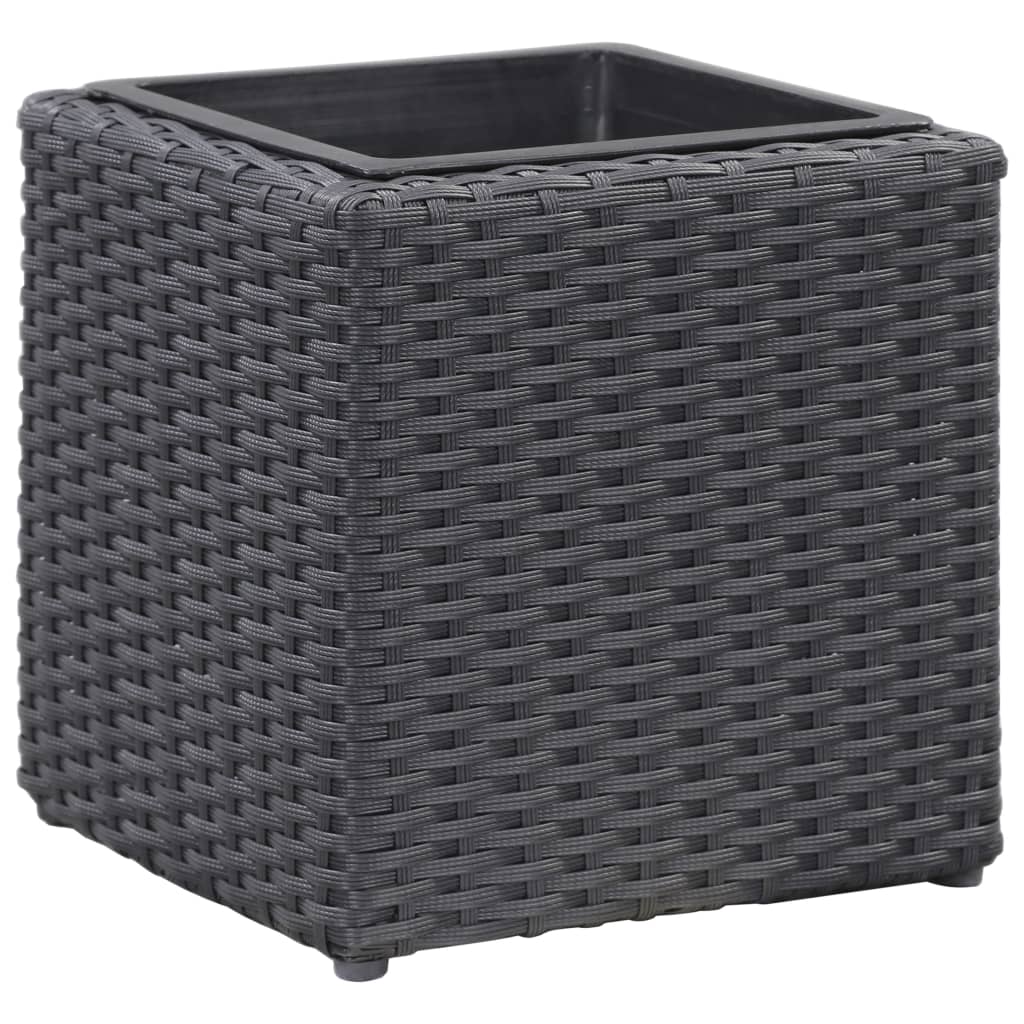 Letti Rialzati da Giardino 3 pz in Polyrattan Nero