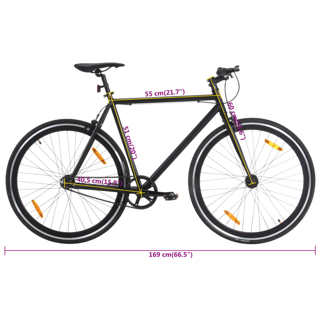 Bicicletta a Scatto Fisso Nera 700c 51 cm