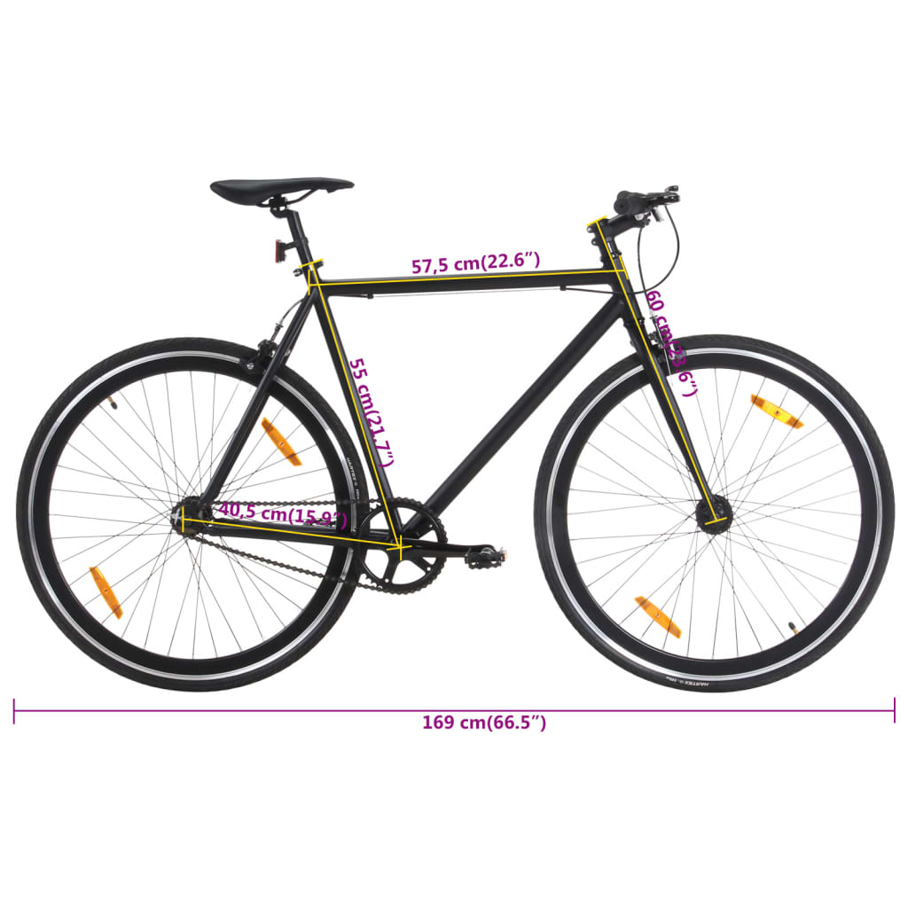 Bicicletta a Scatto Fisso Nera 700c 55 cm