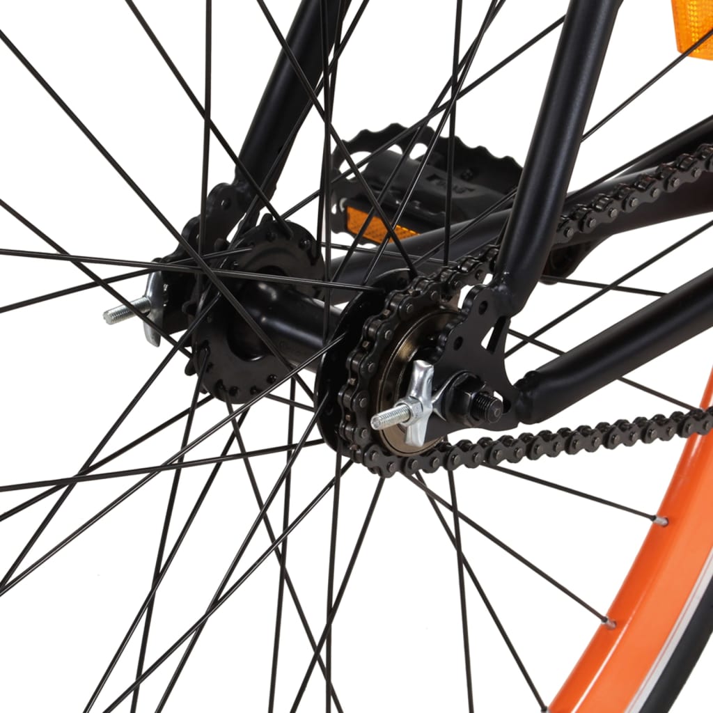 Bicicletta a Scatto Fisso Nera e Arancione 700c 55 cm