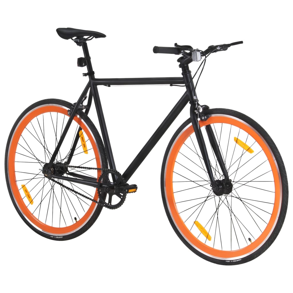 Bicicletta a Scatto Fisso Nera e Arancione 700c 59 cm