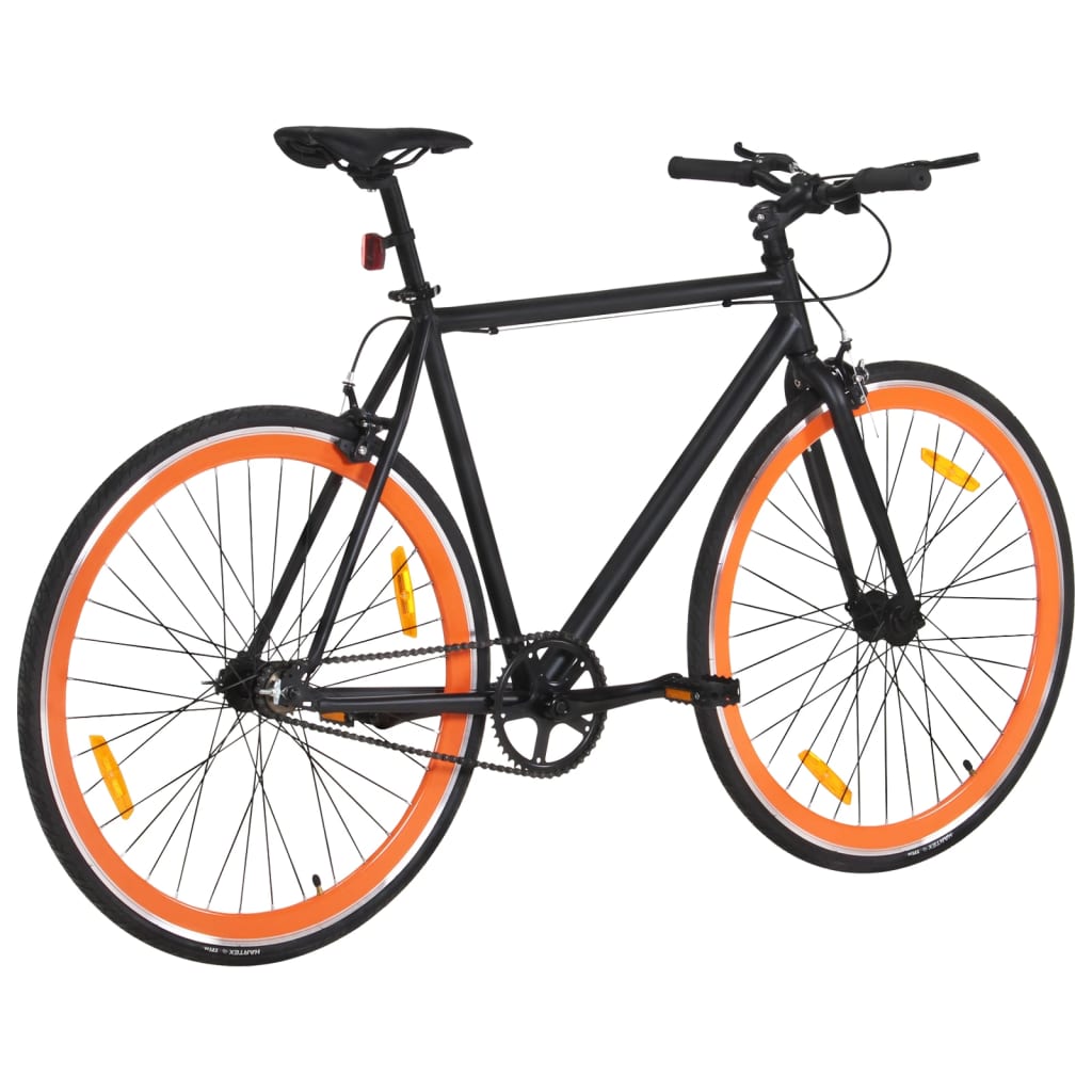 Bicicletta a Scatto Fisso Nera e Arancione 700c 59 cm