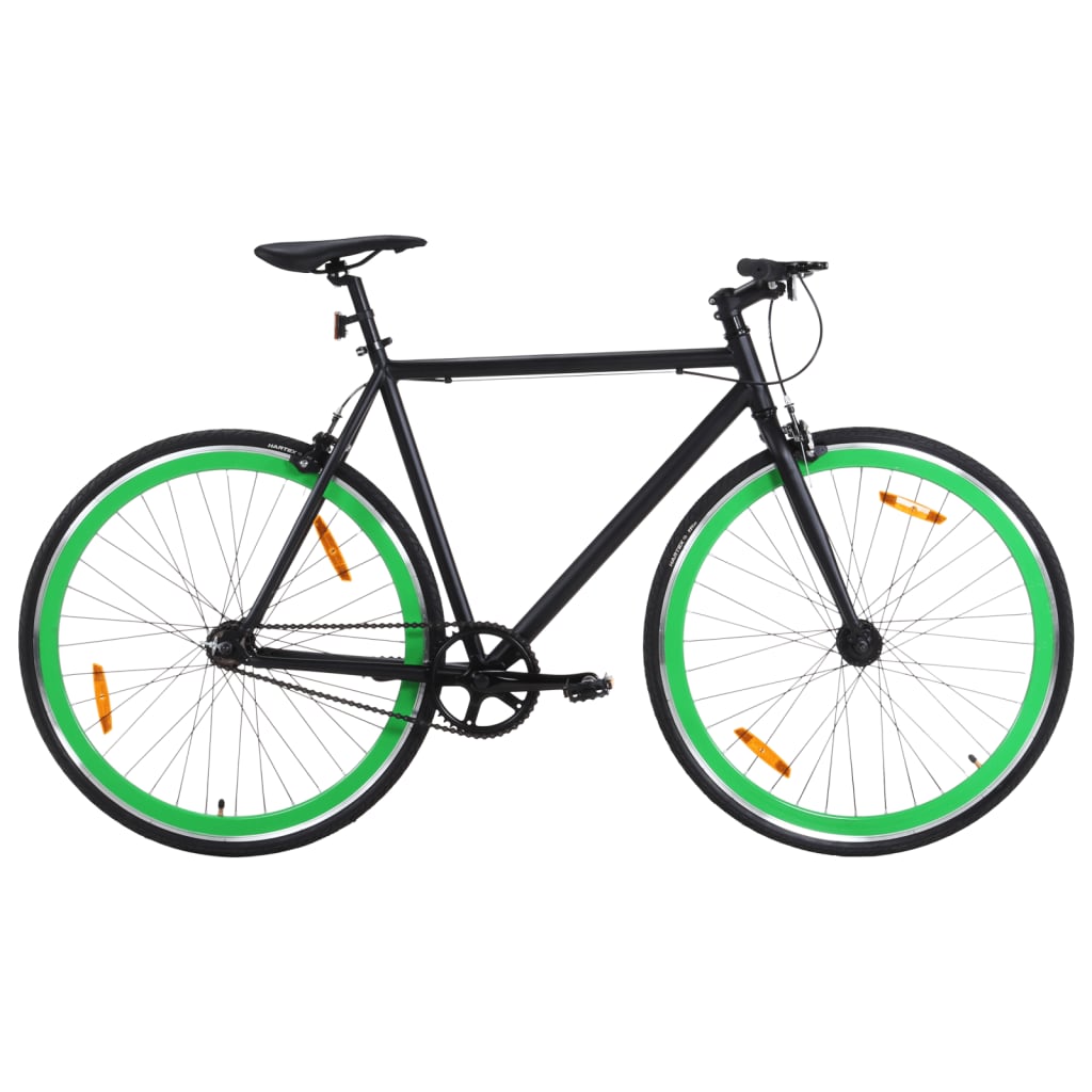 Bicicletta a Scatto Fisso Nera e Verde 700c 51 cm