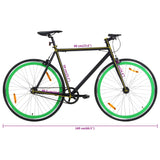 Bicicletta a Scatto Fisso Nera e Verde 700c 59 cm