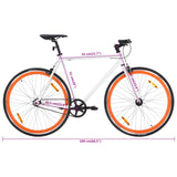 Bicicletta a Scatto Fisso Bianca e Arancione 700c 51 cm