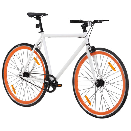 Bicicletta a Scatto Fisso Bianca e Arancione 700c 55 cm