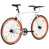 Bicicletta a Scatto Fisso Bianca e Arancione 700c 55 cm