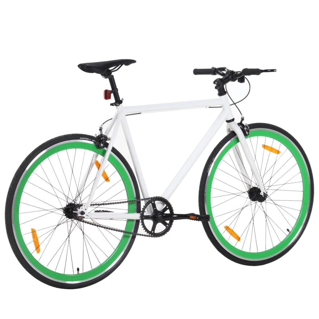 Bicicletta a Scatto Fisso Bianca e Verde 700c 55 cm