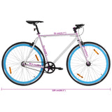 Bicicletta a Scatto Fisso Bianca e Blu 700c 51 cm