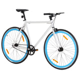 Bicicletta a Scatto Fisso Bianca e Blu 700c 55 cm