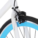 Bicicletta a Scatto Fisso Bianca e Blu 700c 55 cm