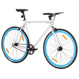 Bicicletta a Scatto Fisso Bianca e Blu 700c 59 cm