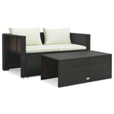 Set Divani da Giardino 6 pz con Cuscini in Polyrattan Marrone