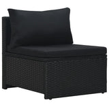 Set Divani da Giardino 6 pz con Cuscini in Polyrattan Nero