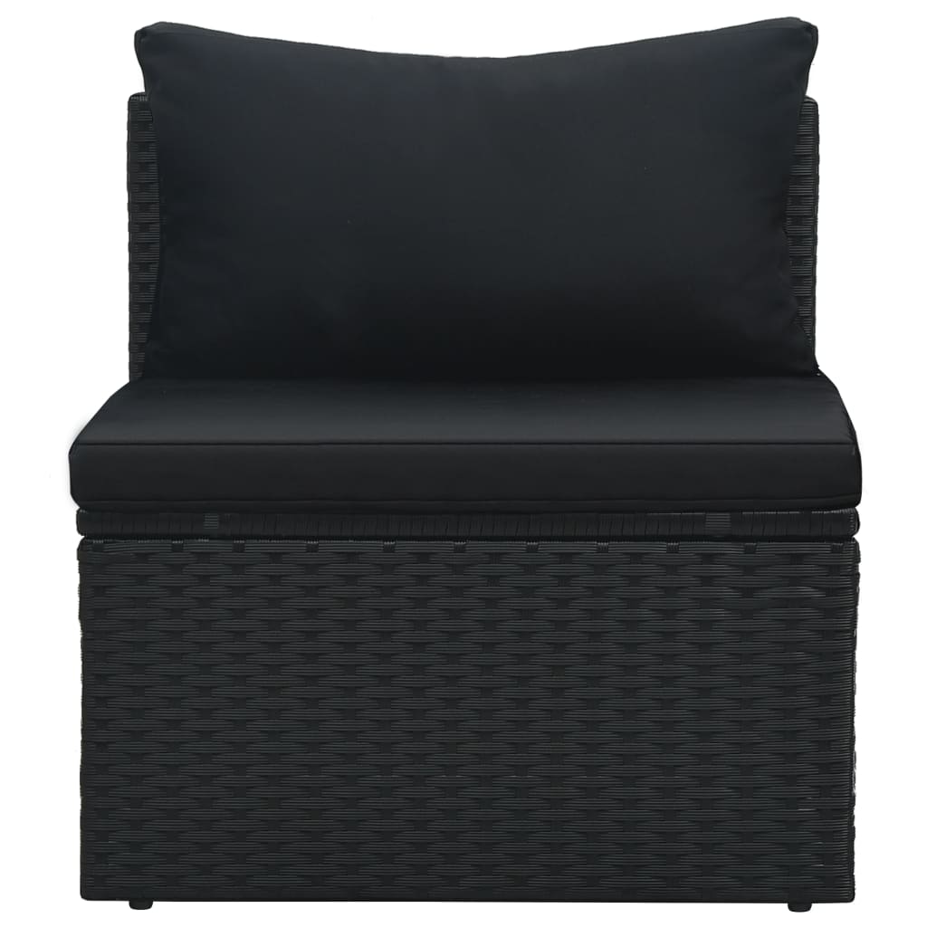 Set Divani da Giardino 6 pz con Cuscini in Polyrattan Nero