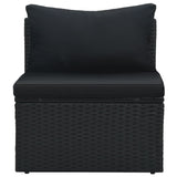 Set Divani da Giardino 6 pz con Cuscini in Polyrattan Nero