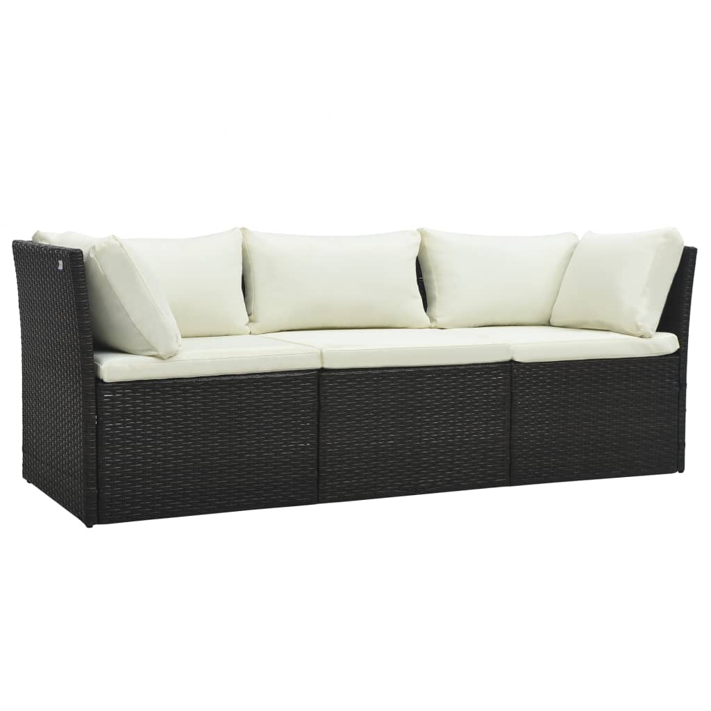 Set Divani da Giardino 4 pz con Cuscini in Polyrattan Marrone