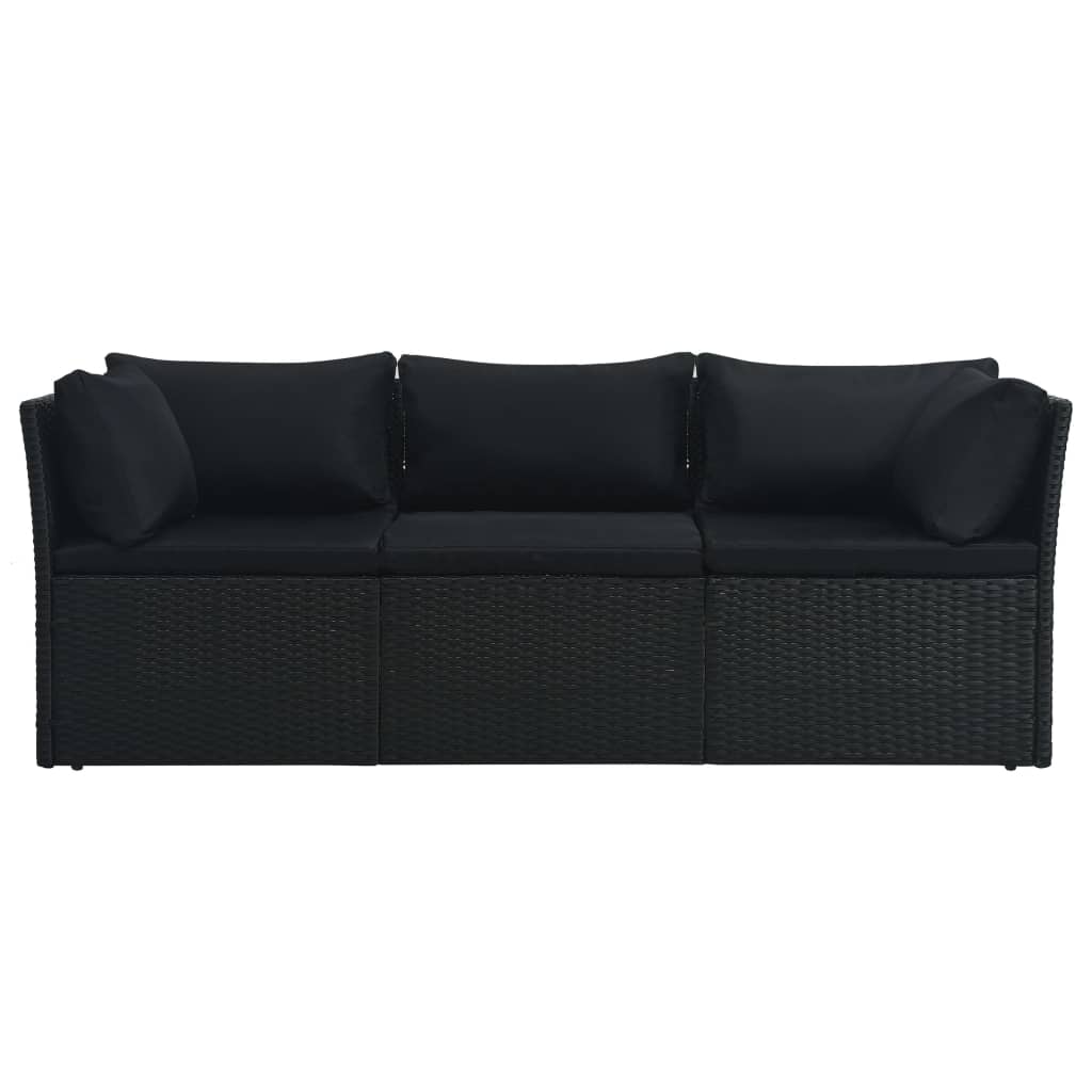 Set Divani da Giardino 4 pz con Cuscini in Polyrattan Nero