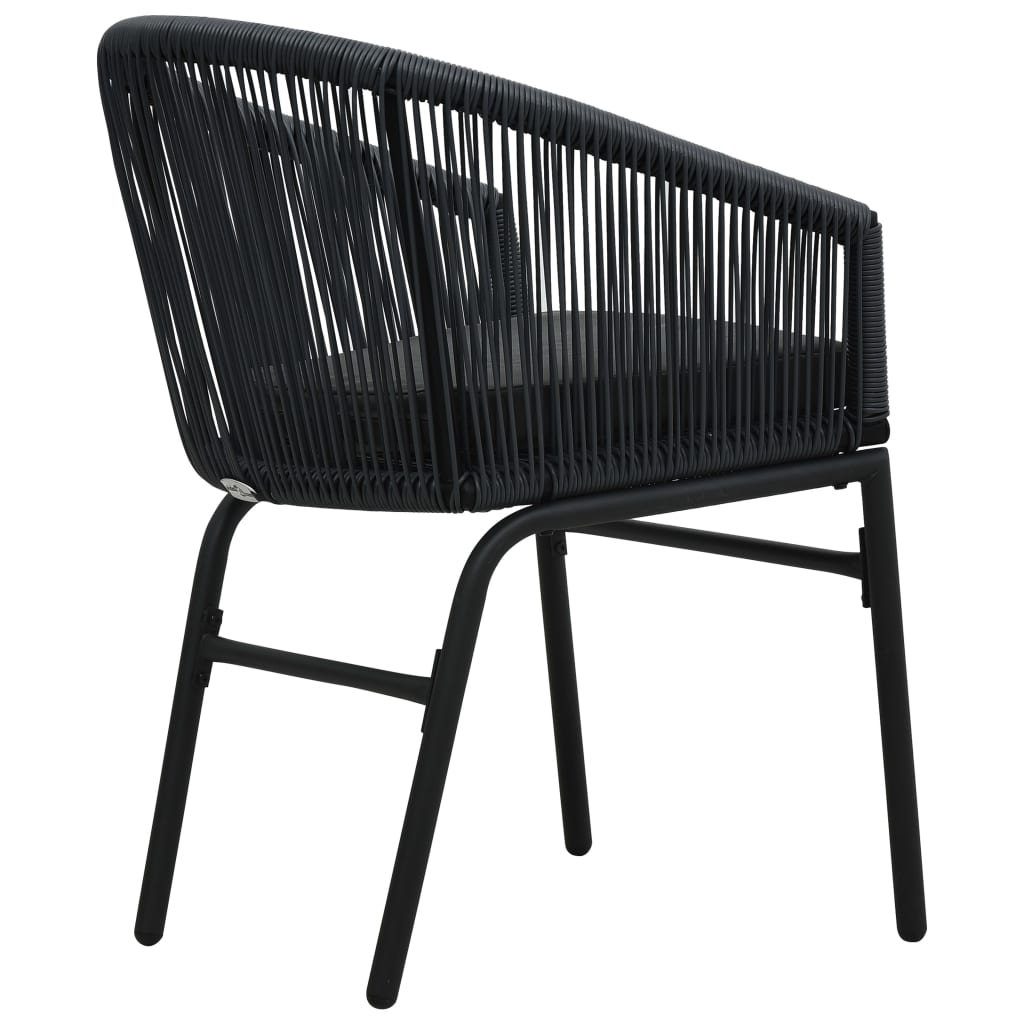 Set da Bistrot 3 pz con Cuscini in Polyrattan Nero