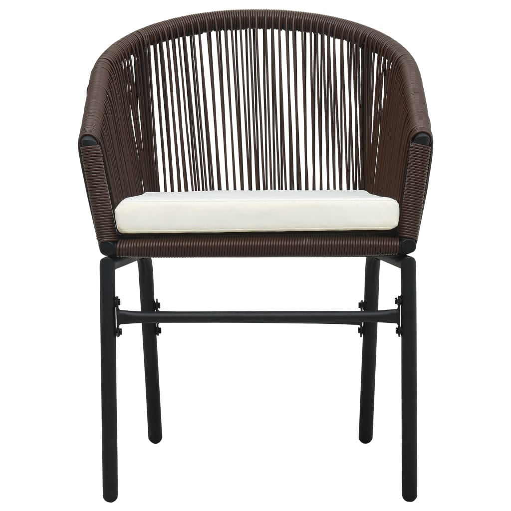 Set da Bistrot 3 pz con Cuscini in Polyrattan Marrone