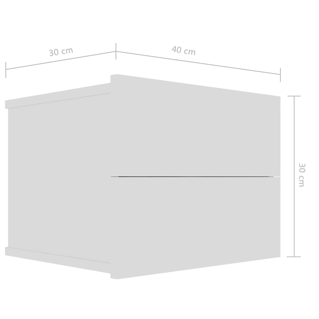 Comodino Bianco 40x30x30 cm in Legno Multistrato