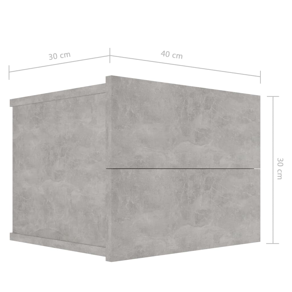 Comodino Grigio Cemento 40x30x30 cm in Legno Multistrato