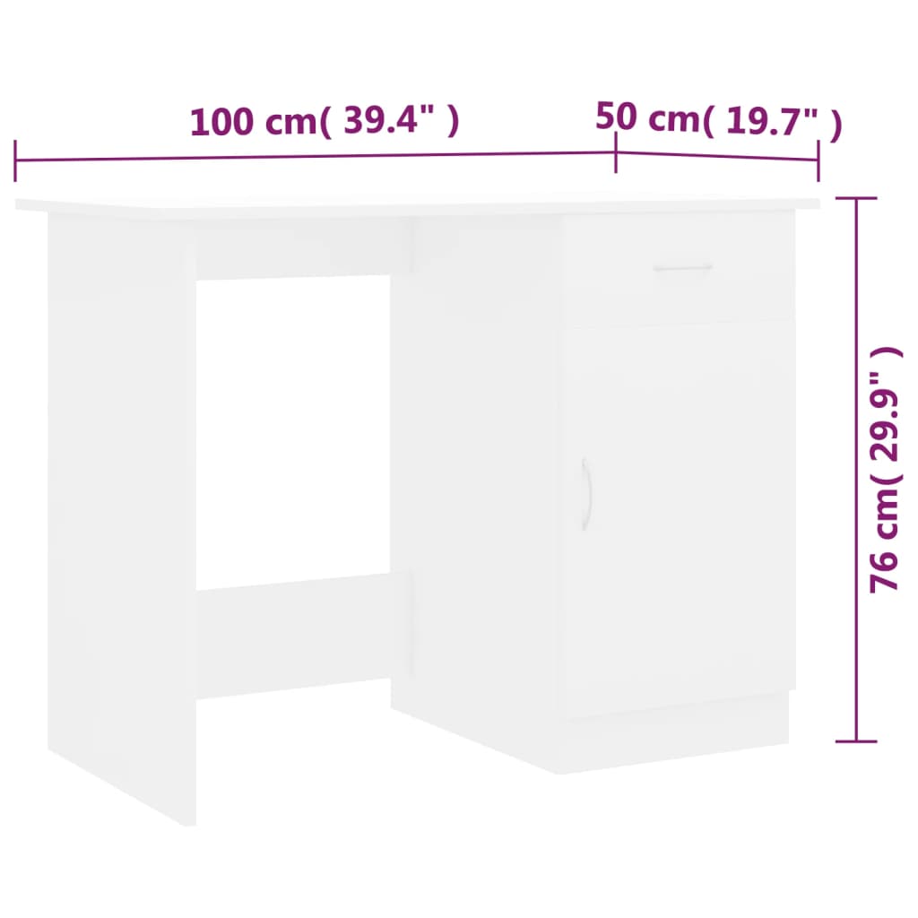 Scrivania Bianca 100x50x76 cm in Legno Multistrato