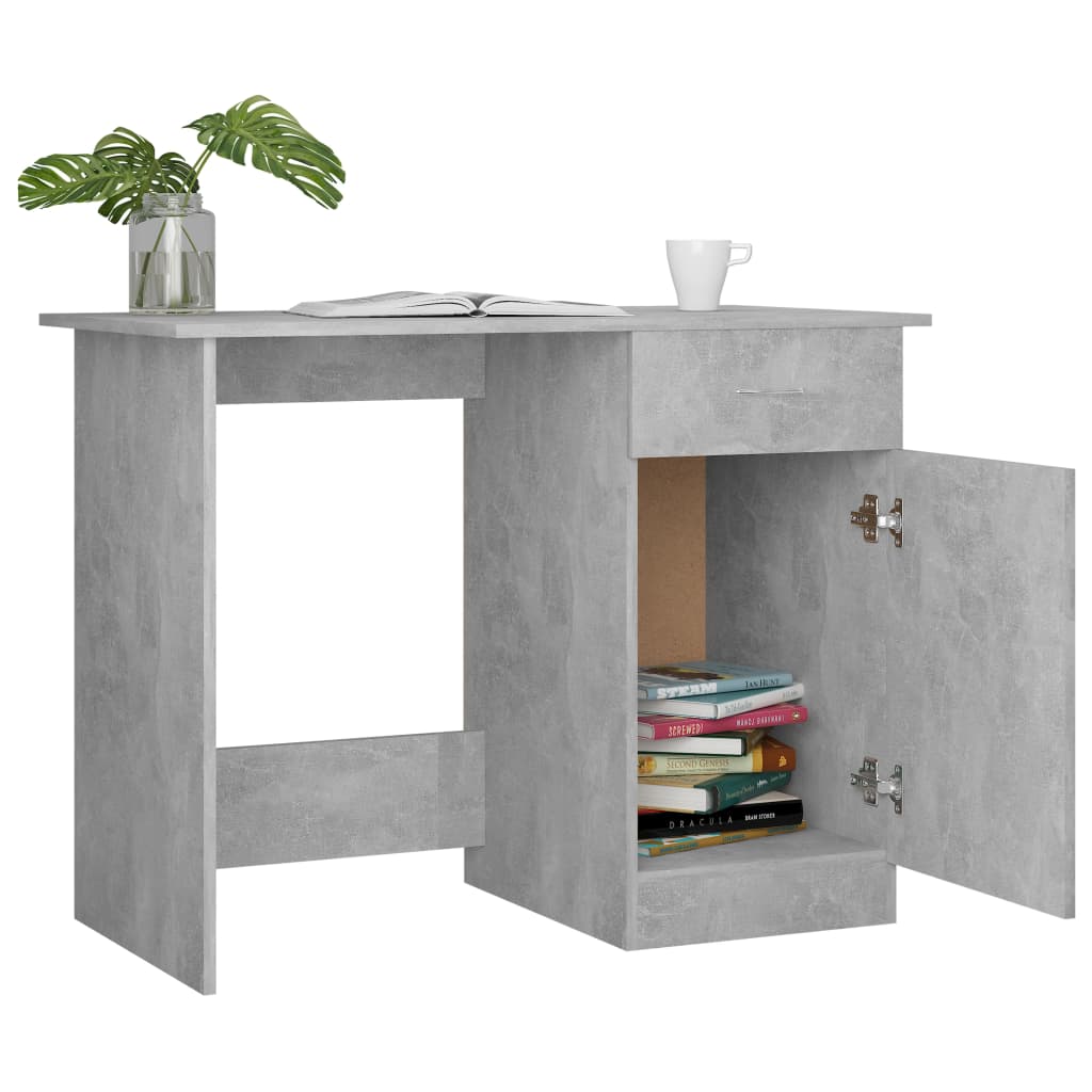 Scrivania Grigio Cemento 100x50x76 cm in Legno Multistrato