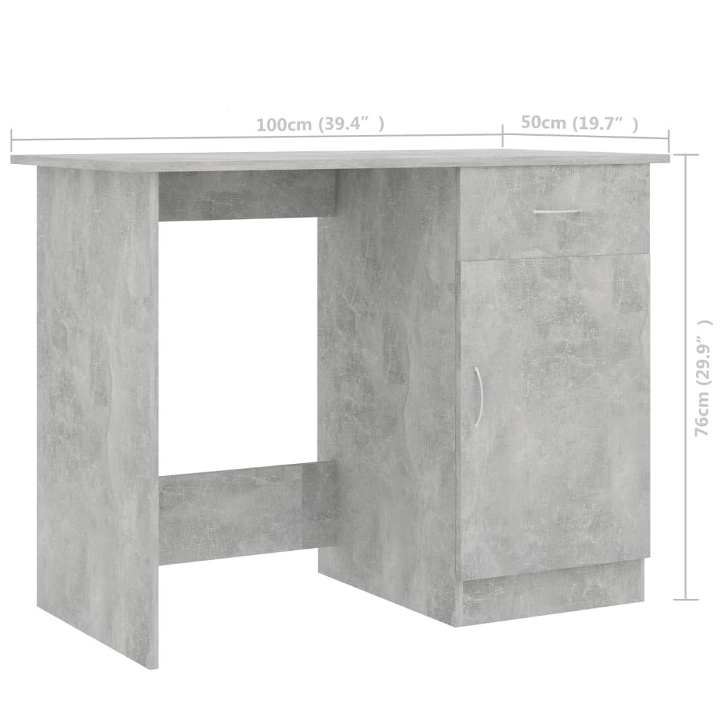 Scrivania Grigio Cemento 100x50x76 cm in Legno Multistrato