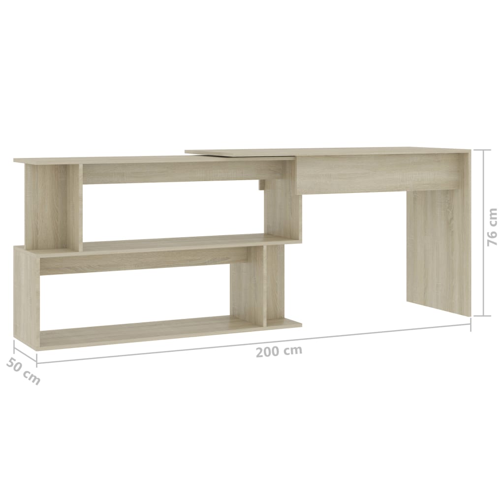 Scrivania Angolo Rovere Sonoma 200x50x76 cm Legno Multistrato