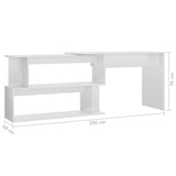 Scrivania Angolo Bianco Lucido 200x50x76 cm Legno Multistrato