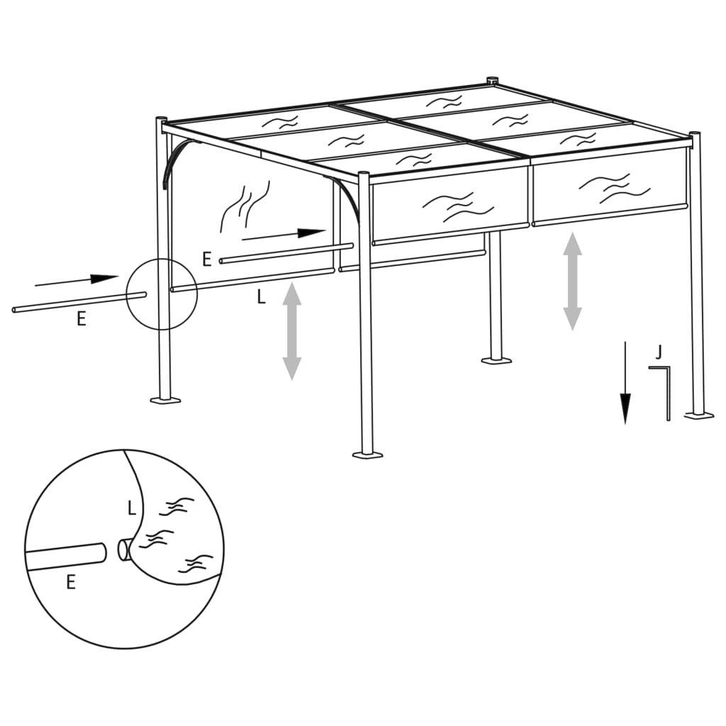 Pergola con Tetto Regolabile Bianco Crema 3x3 m in Acciaio