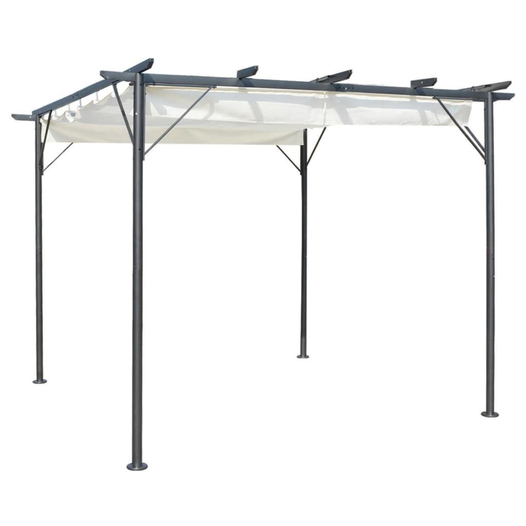 Pergola da Giardino Tetto Retrattile Bianco Crema 3x3 m Acciaio