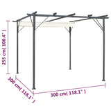 Pergola da Giardino Tetto Retrattile Bianco Crema 3x3 m Acciaio