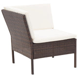 Set Divani da Giardino 6 pz con Cuscini in Polyrattan Marrone