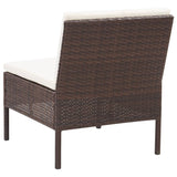 Set Divani da Giardino 6 pz con Cuscini in Polyrattan Marrone