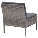 Set Divani da Giardino 6 pz con Cuscini in Polyrattan Grigio