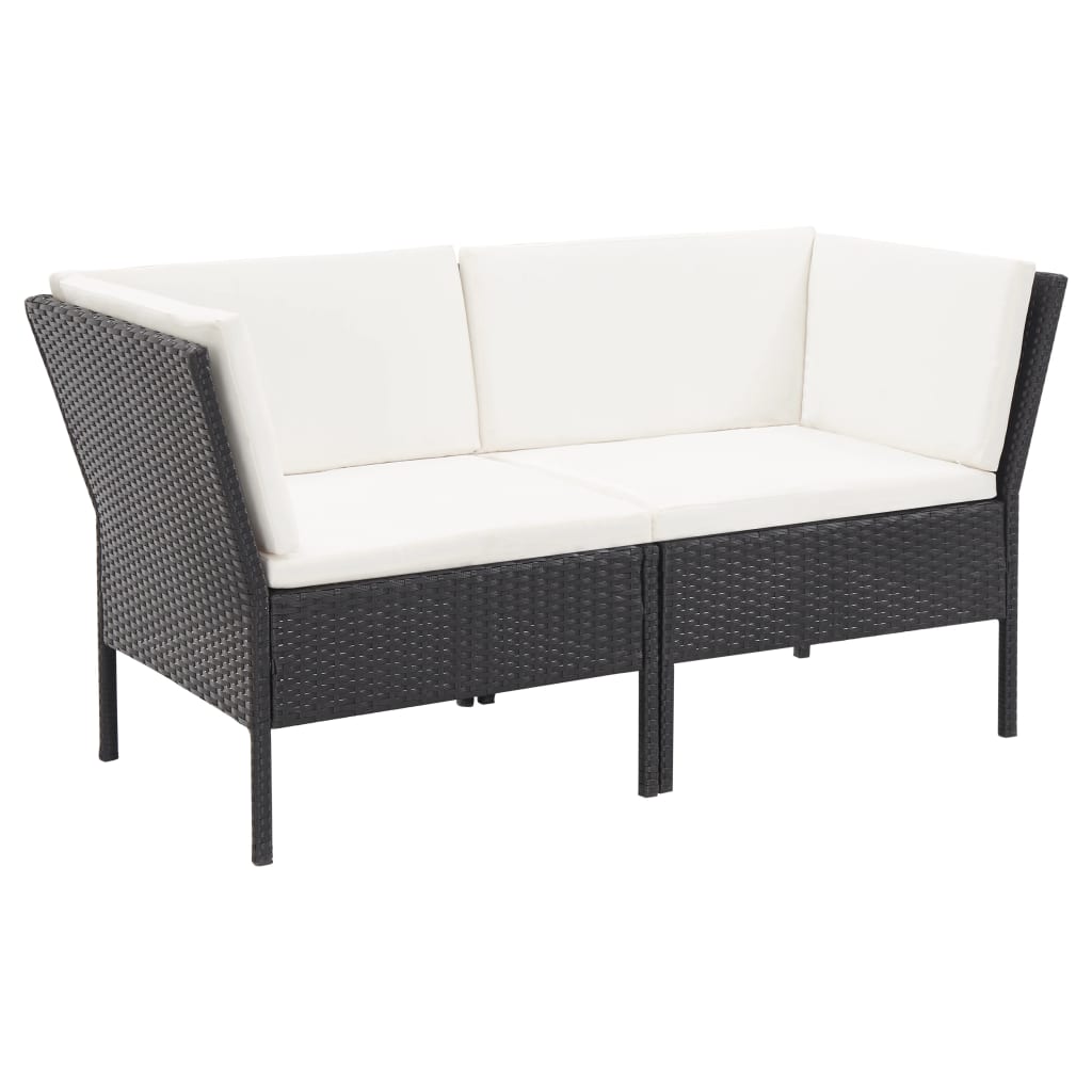 Set Divani da Giardino 6 pz con Cuscini in Polyrattan Nero