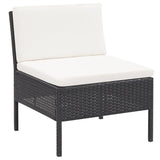 Set Divani da Giardino 6 pz con Cuscini in Polyrattan Nero