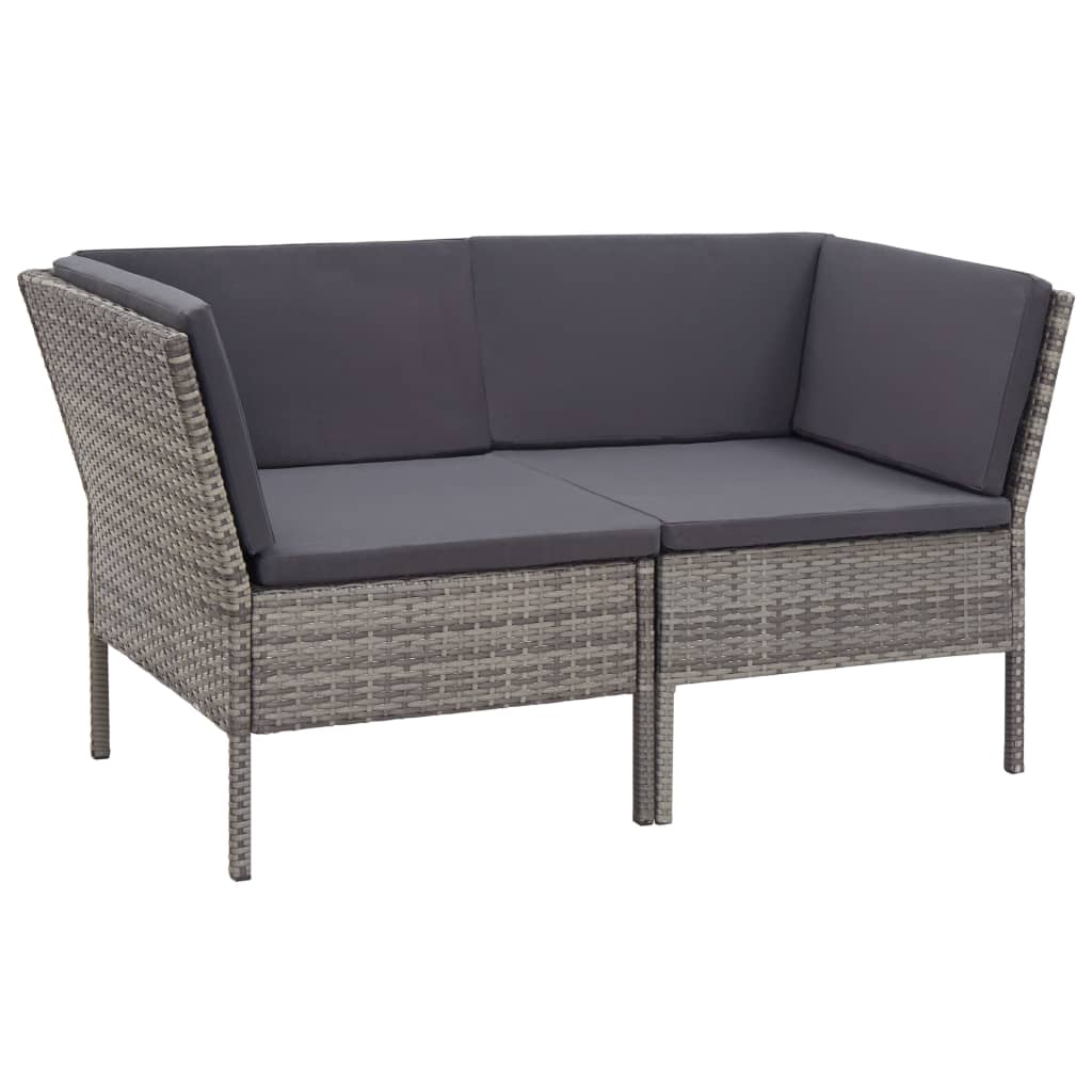 Set Divani da Giardino 6 pz con Cuscini in Polyrattan Grigio