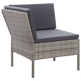 Set Divani da Giardino 6 pz con Cuscini in Polyrattan Grigio