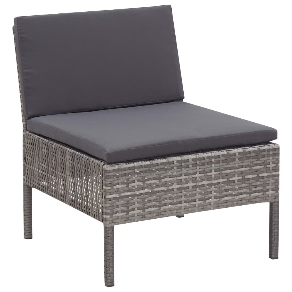 Set Divani da Giardino 6 pz con Cuscini in Polyrattan Grigio