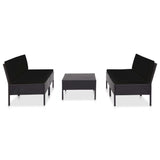 Set Divani da Giardino 5 pz con Cuscini in Polyrattan Nero