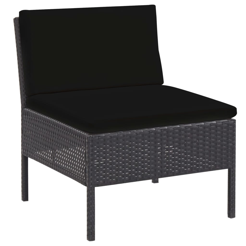 Set Divani da Giardino 5 pz con Cuscini in Polyrattan Nero