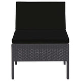 Set Divani da Giardino 5 pz con Cuscini in Polyrattan Nero