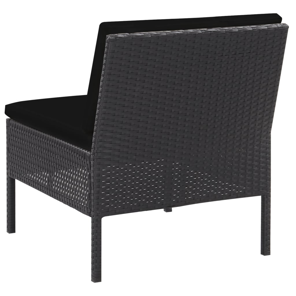 Set Divani da Giardino 5 pz con Cuscini in Polyrattan Nero