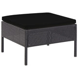 Set Divani da Giardino 5 pz con Cuscini in Polyrattan Nero