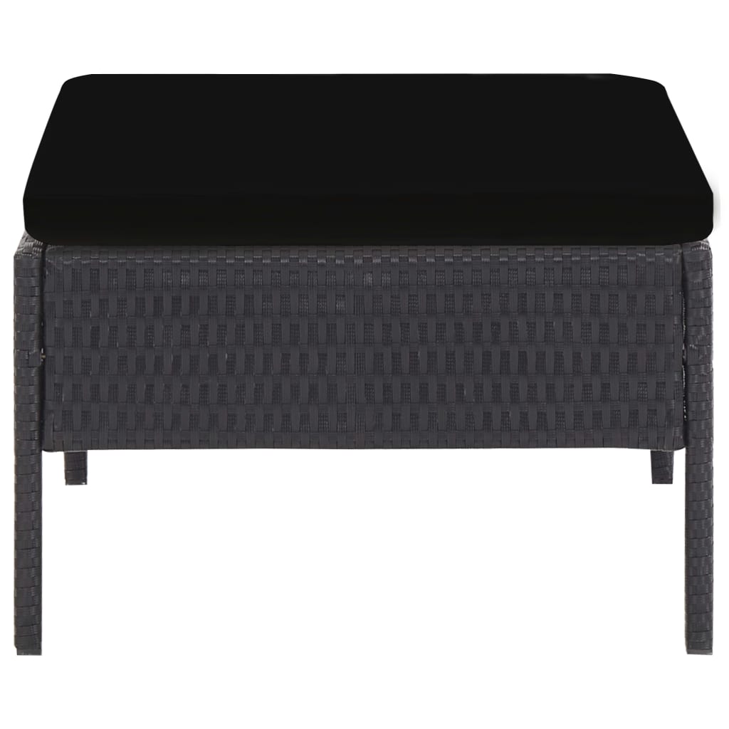 Set Divani da Giardino 5 pz con Cuscini in Polyrattan Nero