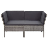 Set Divani da Giardino 6 pz con Cuscini in Polyrattan Grigio