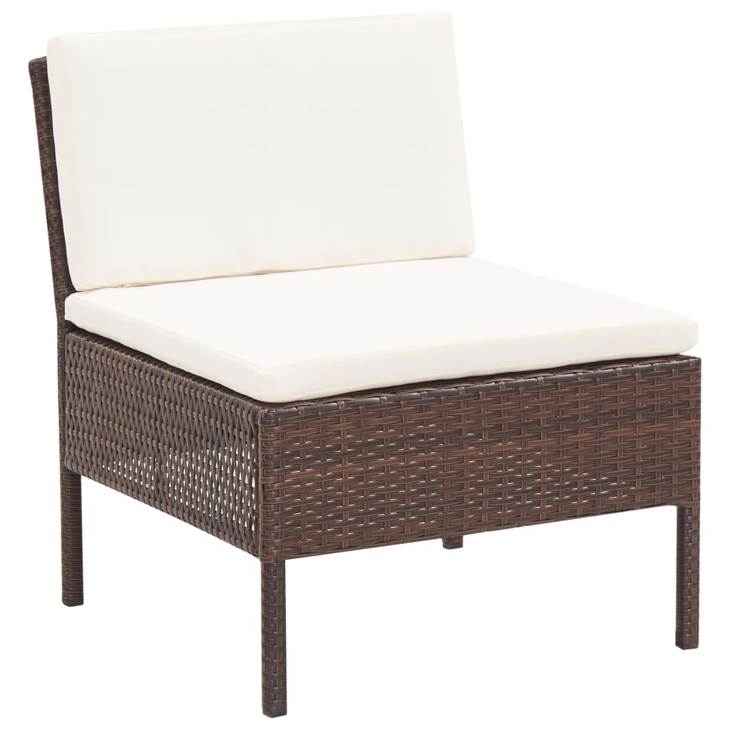 Set Divani da Giardino 8 pz con Cuscini in Polyrattan Marrone